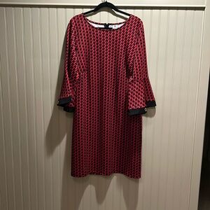 WRAPPER Red Houndstooth dress - bell sleeves grommet detail - Nordstrom XL - NWT